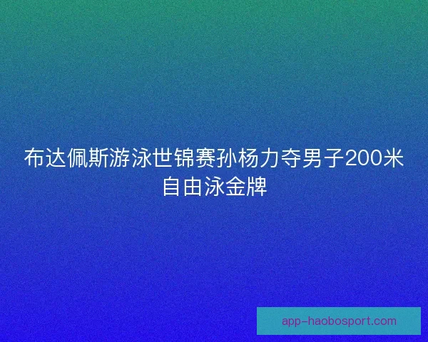 布达佩斯游泳世锦赛孙杨力夺男子200米自由泳金牌